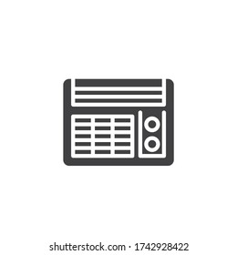 Icono vectorial del calefactor del acondicionador. signo plano relleno para concepto móvil y diseño web. Icono de glifo de ventilador eléctrico. Símbolo, ilustración del logotipo. Gráficos vectoriales