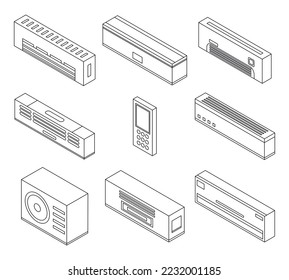 Conditioner icon set. Isometric set of conditioner vector icons outline vector on white background