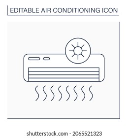 Conditioner line icon. Heat mode.Mode for making space warm. Machine heats room. Air conditioning concept. Isolated vector illustration. Editable stroke