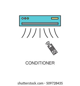 Conditioner line icon. High quality outline vector pictogram on the topic of Conditioner . Color line elements for web design or mobile app, logo, company's visit card, etc. Vector button EPS 10.