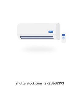 Acondicionador. Aire acondicionado realista con flujos de aire frío sobre fondo azul. Ilustración de concepto de aire acondicionado. 