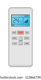 Conditioner remote control mockup. Realistic illustration of conditioner remote control vector mockup for web design isolated on white background