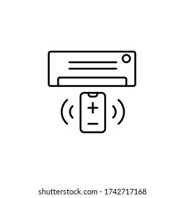 Acondicionador, icono de smartphone. Línea simple, contorno de elementos vectoriales del hogar inteligente para ui y ux, sitio web o aplicación móvil