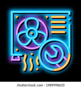 Conditioner System Repair neon light sign vector. Glowing bright icon transparent symbol illustration