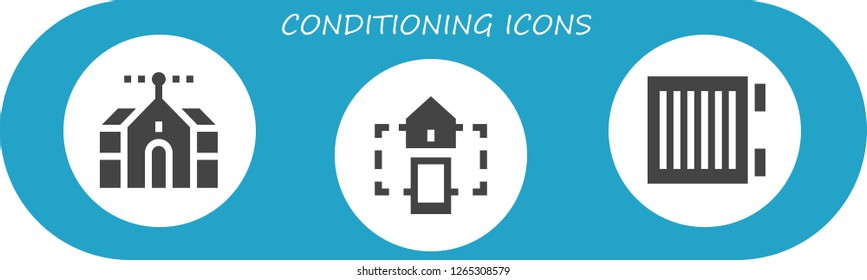  conditioning icon set. 3 filled conditioning icons. Simple modern icons about  - Domotics, Smart home, Heater