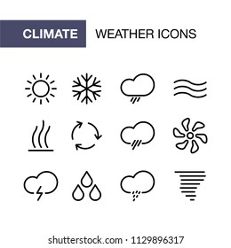 Conditioning icons set for simple flat style weather ui design.