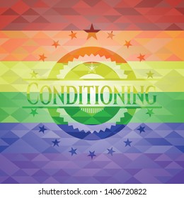 Conditioning lgbt colors emblem. Vector Illustration. Mosaic.