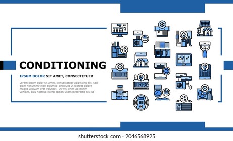Conditioning System Electronics Landing Web Page Header Banner Template Vector. Conditioning System Repair And Purification Service, Maintenance And Filtration, Installation Replacement Illustration