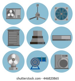 conditioning system flat icons set