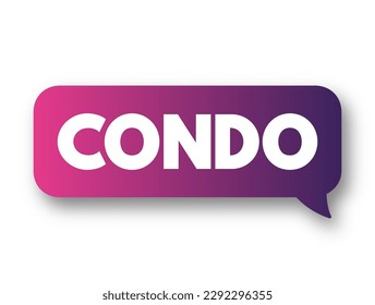 Condo is an individually owned residential unit in a complex or building, text concept background