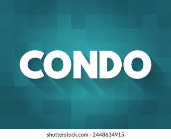 Condo is an individually owned residential unit in a complex or building, text concept background