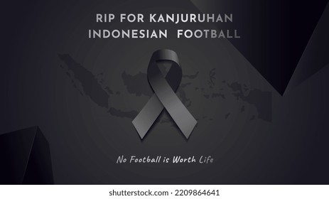 condolences for rest and peace for the victims at the Indonesian football match kanjuruhan. black gradient background