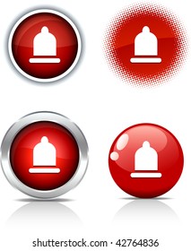Condom beautiful buttons. Vector illustration.