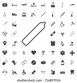 Condom black icon on the white background medicine, medical set Flat vector illustration.