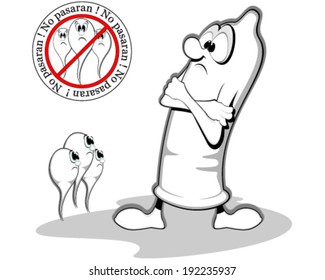 Condom cartoon vector illustration