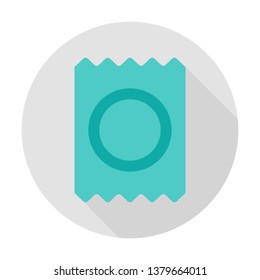 Condom Circle Icon. Vector Illustration with Long Shadow. Medicine Item.