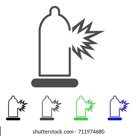 Condom Damage icon. Vector illustration style is a flat iconic condom damage symbol with black, gray, green, blue color versions. Designed for web and software interfaces.