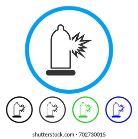 Condom Damage rounded icon. Vector illustration style is a flat iconic symbol inside a circle, black, gray, blue, green versions. Designed for web and software interfaces.