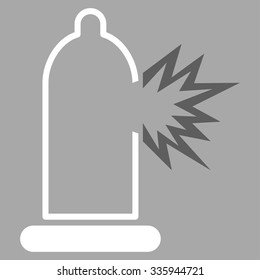 Condom Damage vector icon. Style is bicolor flat symbol, dark gray and white colors, rounded angles, silver background.