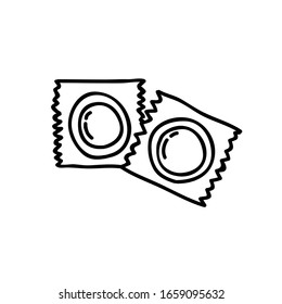 icono del doodle de preservativo, ilustración vectorial