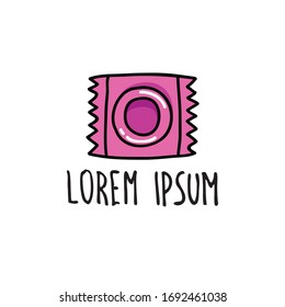 icono del doodle de preservativo, ilustración vectorial
