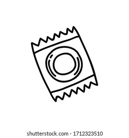 icono del doodle de preservativo, ilustración vectorial