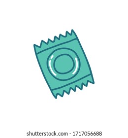 icono del doodle de preservativo, ilustración vectorial