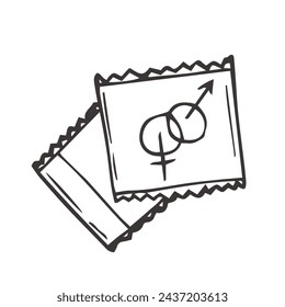 condom doodle icon, vector illustration