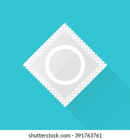 Condom icon in a flat design with long shadow illustration vector