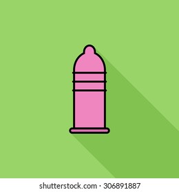 Condom icon. Flat vector related icon with long shadow for web and mobile applications. It can be used as - logo, pictogram, icon, infographic element. Vector Illustration.