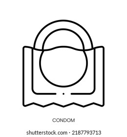 icono de condón. Signo de estilo lineal aislado en fondo blanco. Ilustración del vector