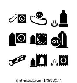 icono de condón o logotipo símbolo de señas aislado ilustración vectorial - Colección de iconos vectoriales de estilo negro de alta calidad
