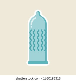 Condom icon vector on color background. Flat vector condom icon symbol sign from modern health and Safe sex. Contraception concept,  web design, posters, cards, package, HIV Aids campaign and sex shop