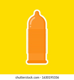 Condom icon vector on color background. Flat vector condom icon symbol sign from modern health and Safe sex. Contraception concept,  web design, posters, cards, package, HIV Aids campaign and sex shop