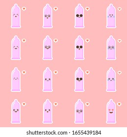 Condom icon vector on color background. Flat vector condom icon symbol sign from modern health and Safe sex. Contraception concept,  web design, posters, cards, package, HIV Aids campaign and sex shop