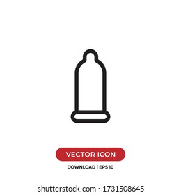 Vector de icono de preservativo. Signo de condón simple, símbolo de protección