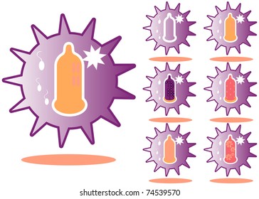 Condom icons emblem tag for web site and presentations