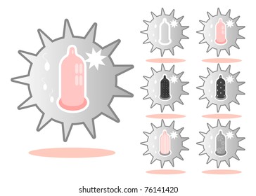Condom icons emblem tag for web site and presentations