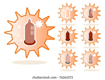 Condom icons emblem tag for web site and presentations