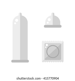 Condom icons isolated on white background. Condom contemporary logo. Condom icon for banner. Flat style vector illustration. 
