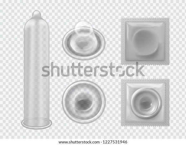 Condom Latex Contraceptive Man Penis Realistic Stock Vector Royalty