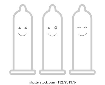 Condom line set vector cartoon icon isolated on the white background