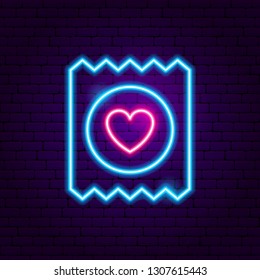 Condom Neon Sign. Vector Illustration of Sex Promotion.
