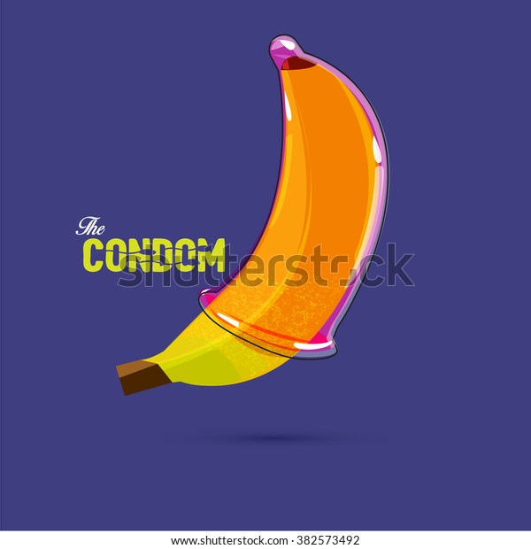 Condom On Banana Typography Design Safe Stock Vector Royalty Free 382573492 