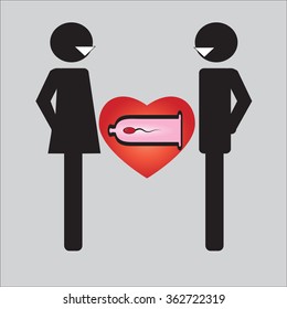 condom on heart background