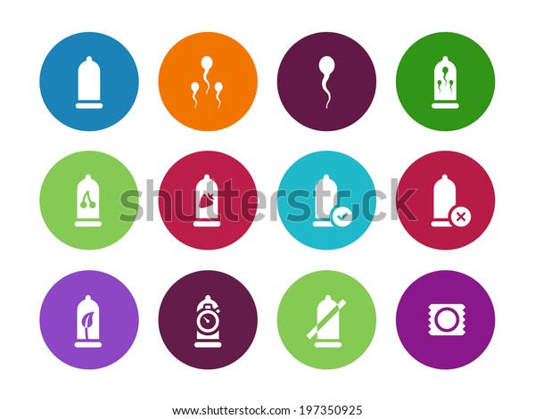 Download Condom Pack Circle Icons On White Stock Vector (Royalty ...