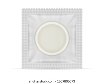 Condom pack on a white background. Vector illustration.