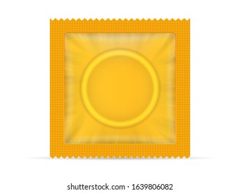 Condom pack on a white background. Vector illustration.
