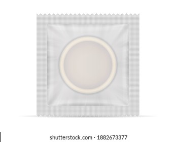 Paquete de preservativos en un fondo blanco. Ilustración vectorial.