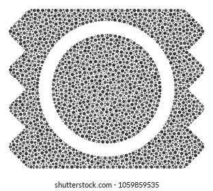 Condom Package collage of small circles in variable sizes and color hues. Round dots are organized into condom package vector collage. Dotted vector design concept.